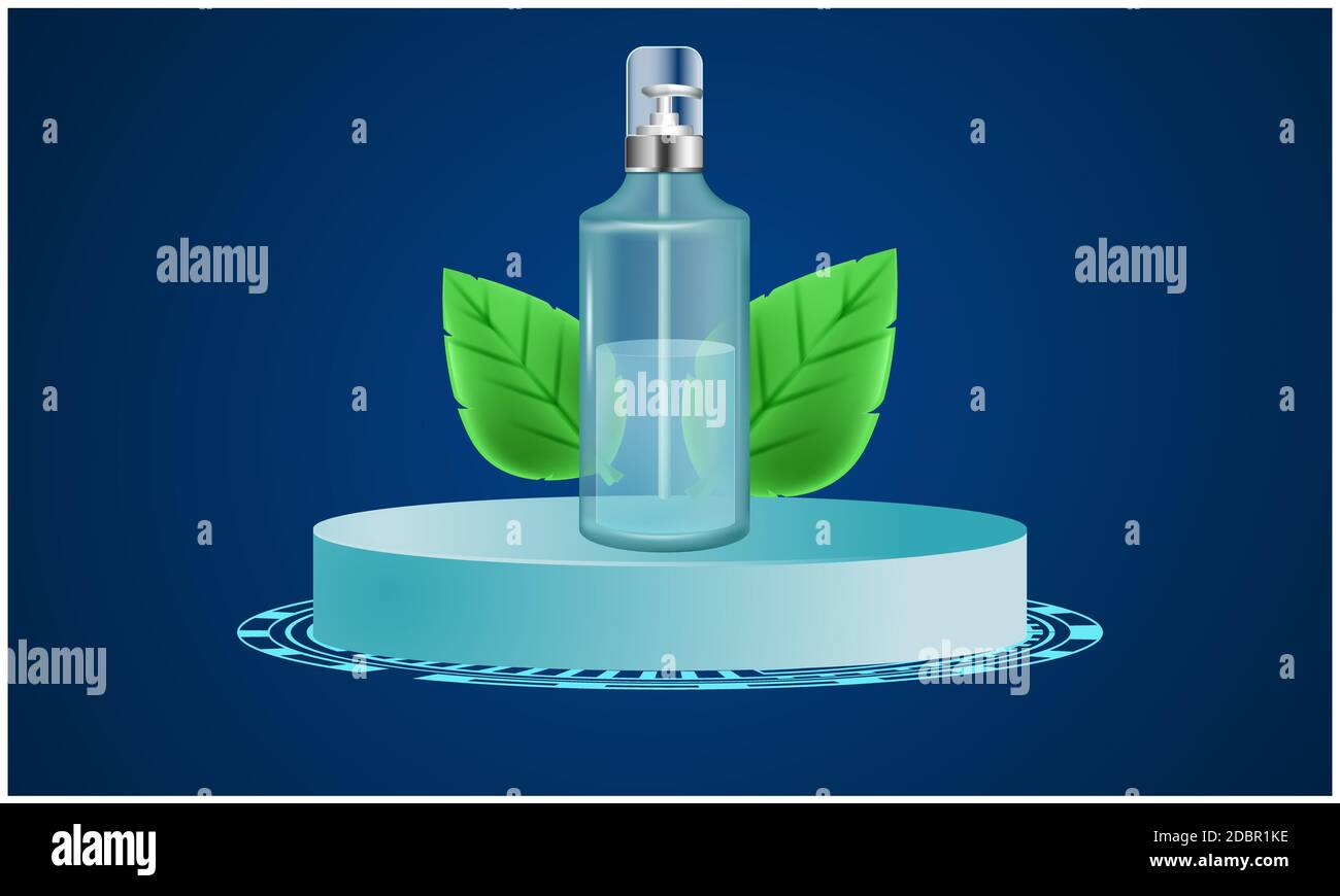 illustration de la bouteille de solution désinfectante sur fond abstrait Banque D'Images