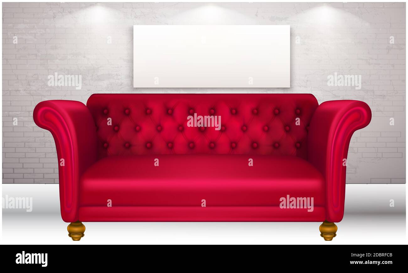maquette d'un canapé rouge de luxe dans une chambre Banque D'Images