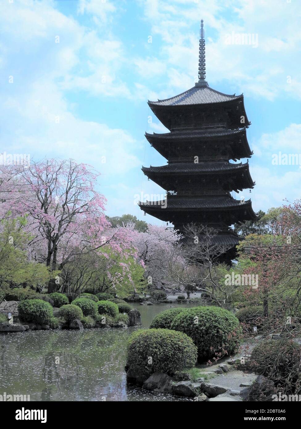 Temple Toji, Pagode à cinq étages, Kyoto, Japon. Site du patrimoine mondial. Banque D'Images