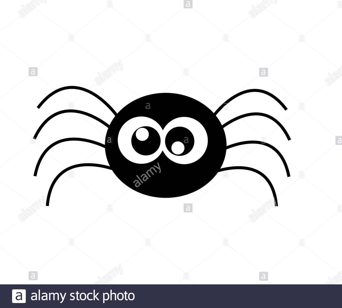 Illustration De Dessin Anime Araignee Noire Folle Avec Des Yeux Qui S Accroupient Isole Sur Fond Blanc Photo Stock Alamy