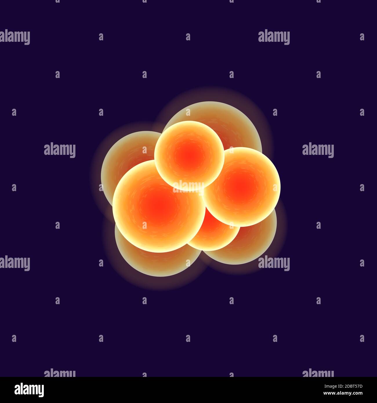 Illustration vectorielle réaliste de cellules de bactéries cocci. Sphères connectées, organisme pathogène. micro-organisme de forme ronde orange isolé en 3d sous microsco Banque D'Images