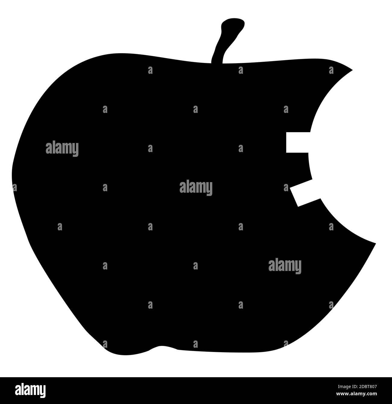 Une pomme en silhouette avec une marque de morsure de dent et isolé sur blanc Banque D'Images