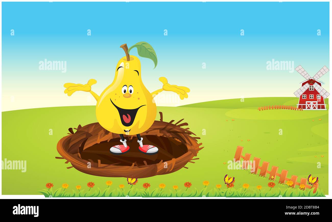 un fruit danse dans un nid d'oiseau dans les jardins Banque D'Images