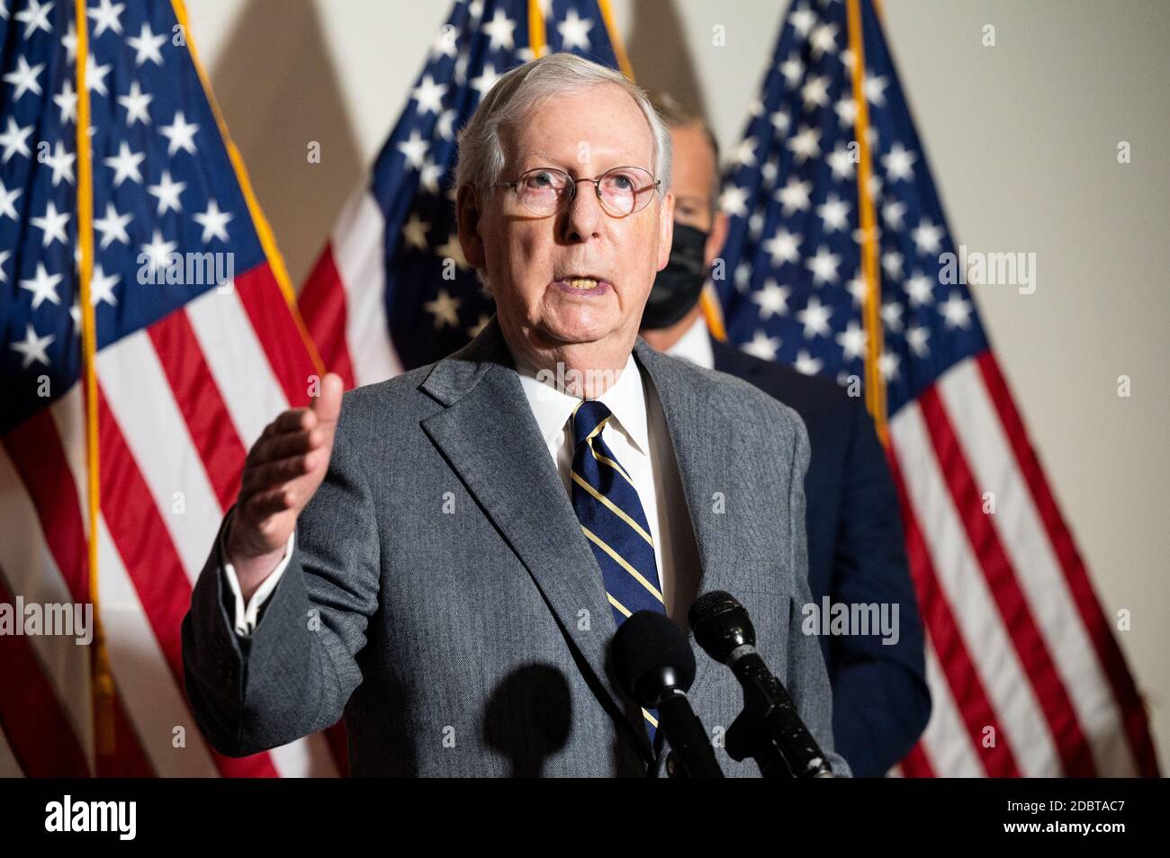 Washington, États-Unis. 17 novembre 2020. Le leader de la majorité au Sénat Mitch McConnell (R-KY) prend la parole lors d'une conférence de presse sur le leadership du caucus républicain du Sénat. Crédit : SOPA Images Limited/Alamy Live News Banque D'Images