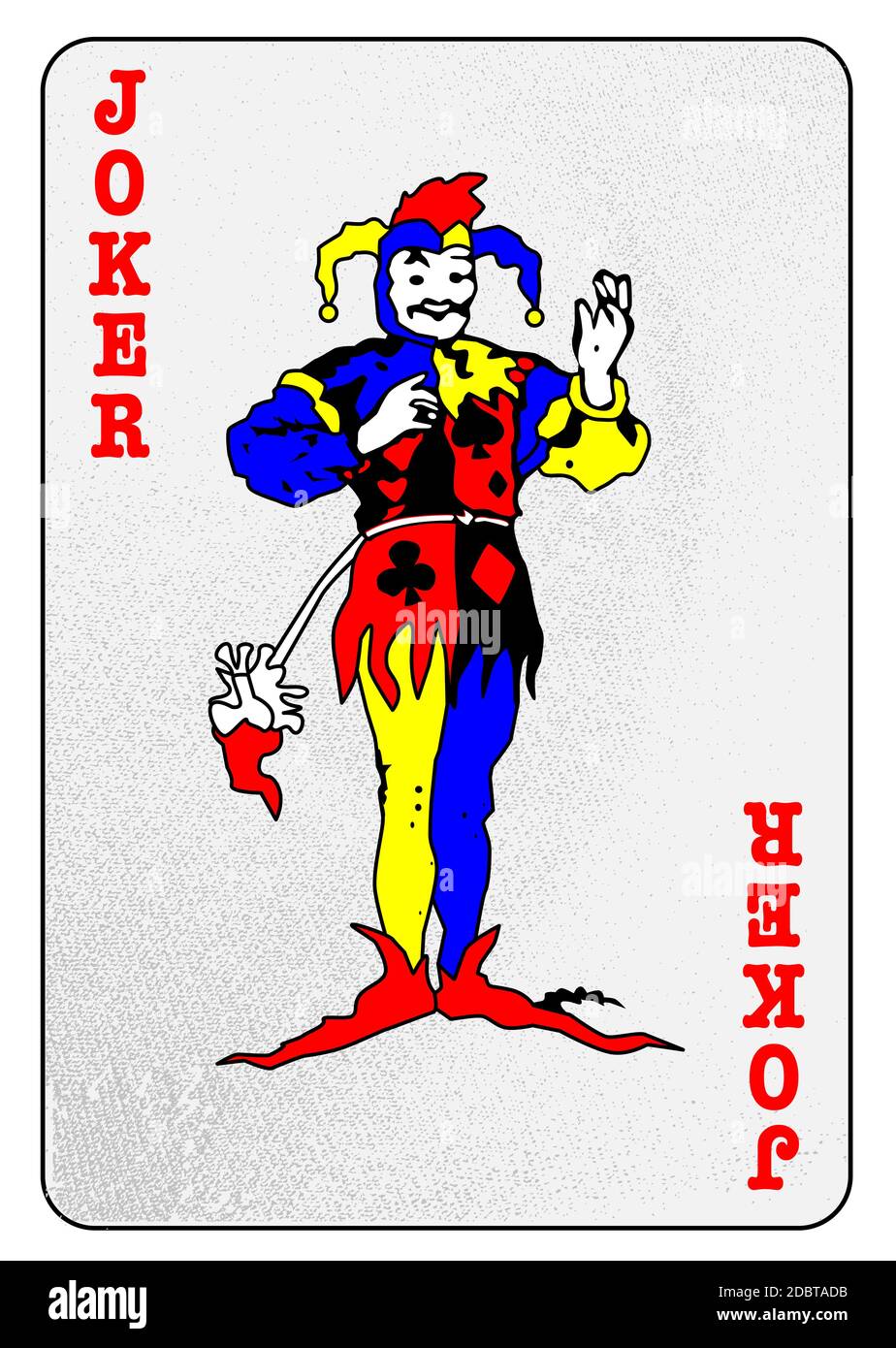 Le joker d'un jeu de cartes isolé sur fond blanc Banque D'Images