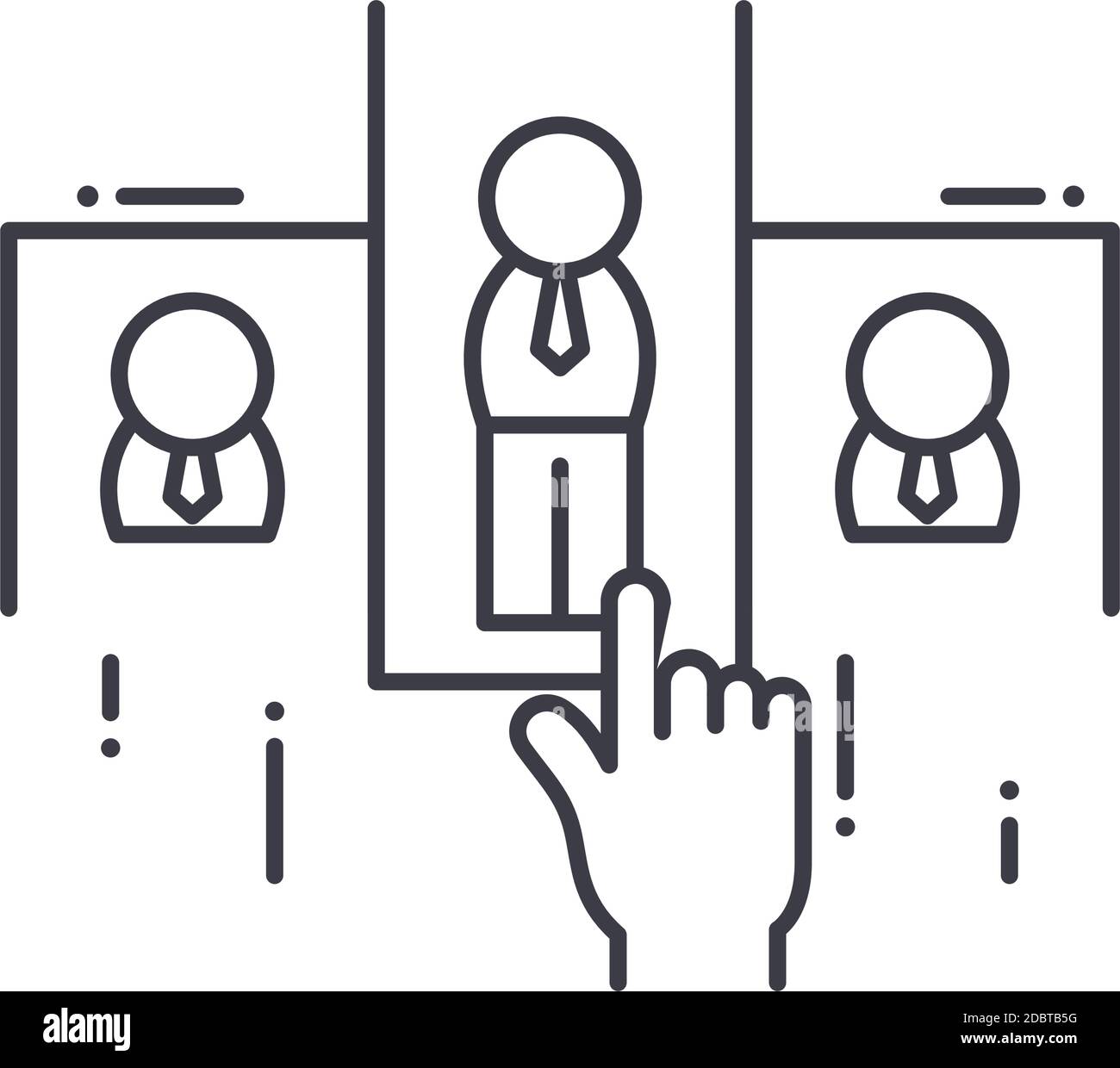 Icône de planification du personnel, illustration isolée linéaire, vecteur de ligne mince, panneau de conception Web, symbole de concept de contour avec contour modifiable sur fond blanc. Illustration de Vecteur