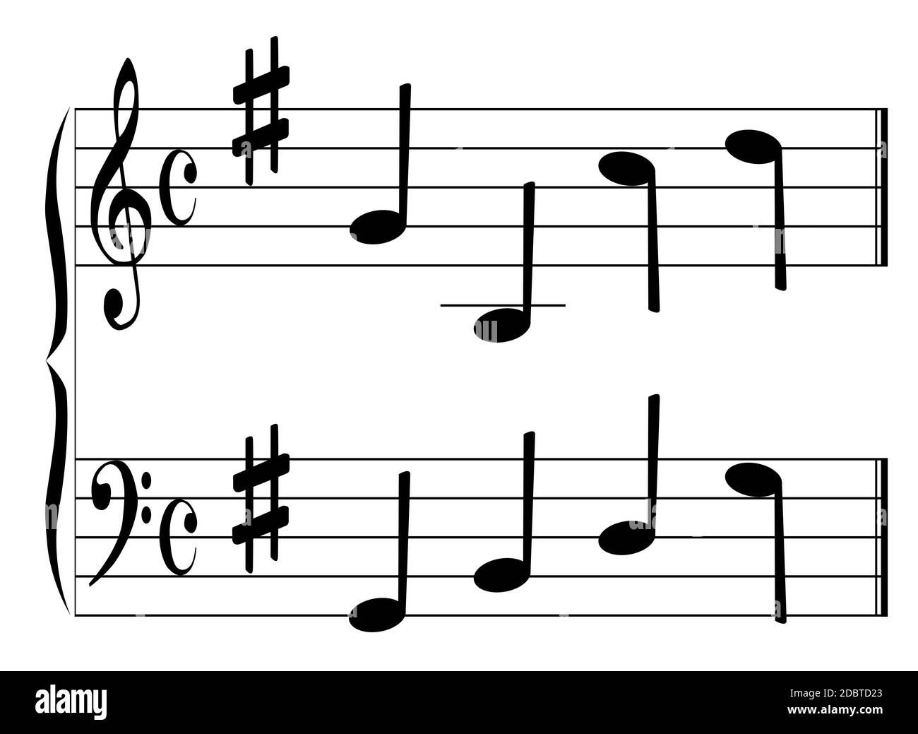 Des notes de musique et les lignes du grand livre isolé sur fond blanc Banque D'Images