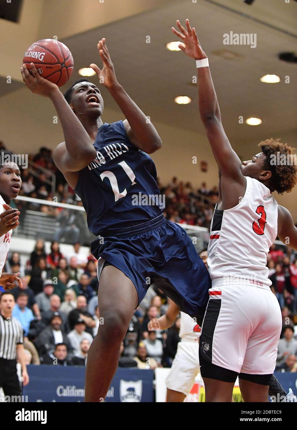Université Azusa Pacific. 3 mars 2018. CA.Onyeka Okongwu #21.The CIF-SS DIV 1 final Boys Prep Basketball Championship Chino Hills vs Pasadena au Felix Events Center de l'Université Azusa Pacific.photo obligatoire crédit: Louis Lopez/Modern Exposure/Cal Sport Media/Alay Live News Banque D'Images