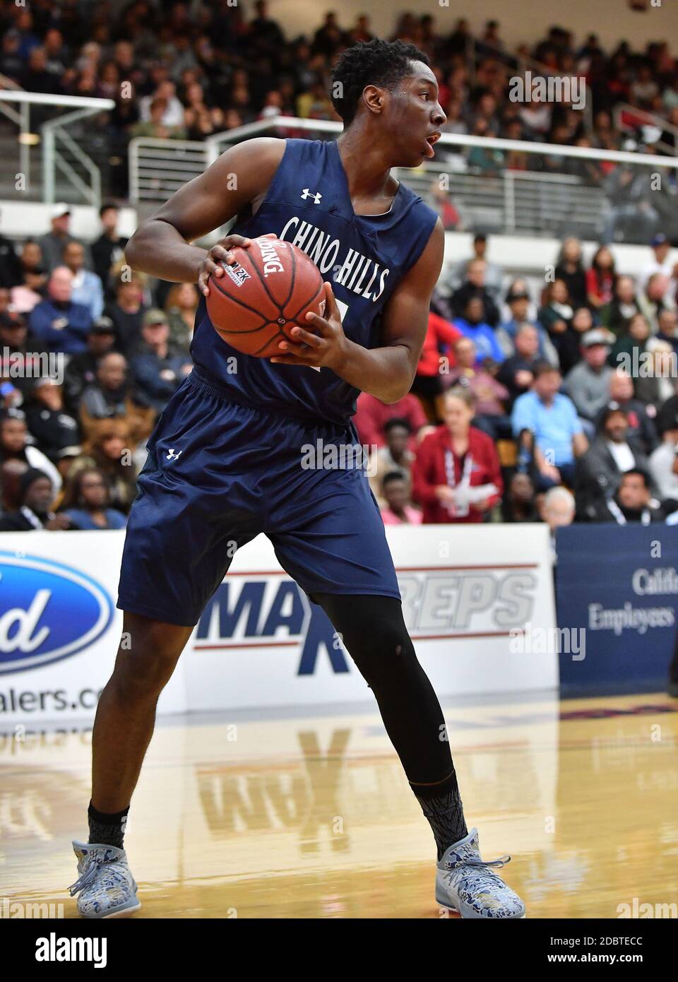 Université Azusa Pacific. 3 mars 2018. CA.Onyeka Okongwu #21.The CIF-SS DIV 1 final Boys Prep Basketball Championship Chino Hills vs Pasadena au Felix Events Center de l'Université Azusa Pacific.photo obligatoire crédit: Louis Lopez/Modern Exposure/Cal Sport Media/Alay Live News Banque D'Images