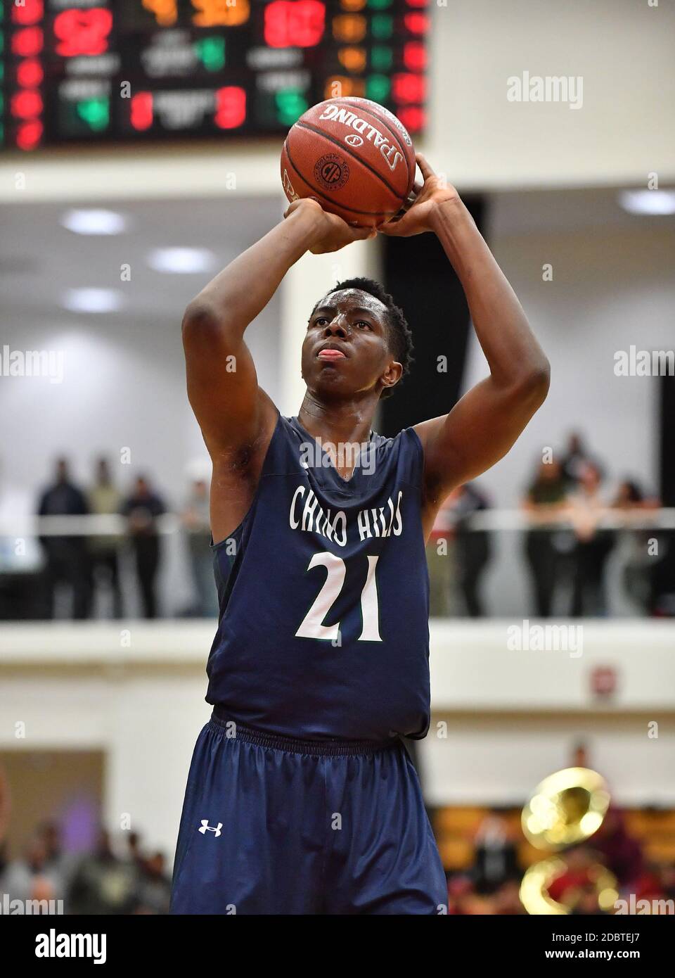 Université Azusa Pacific. 3 mars 2018. CA.Onyeka Okongwu #21.The CIF-SS DIV 1 final Boys Prep Basketball Championship Chino Hills vs Pasadena au Felix Events Center de l'Université Azusa Pacific.photo obligatoire crédit: Louis Lopez/Modern Exposure/Cal Sport Media/Alay Live News Banque D'Images