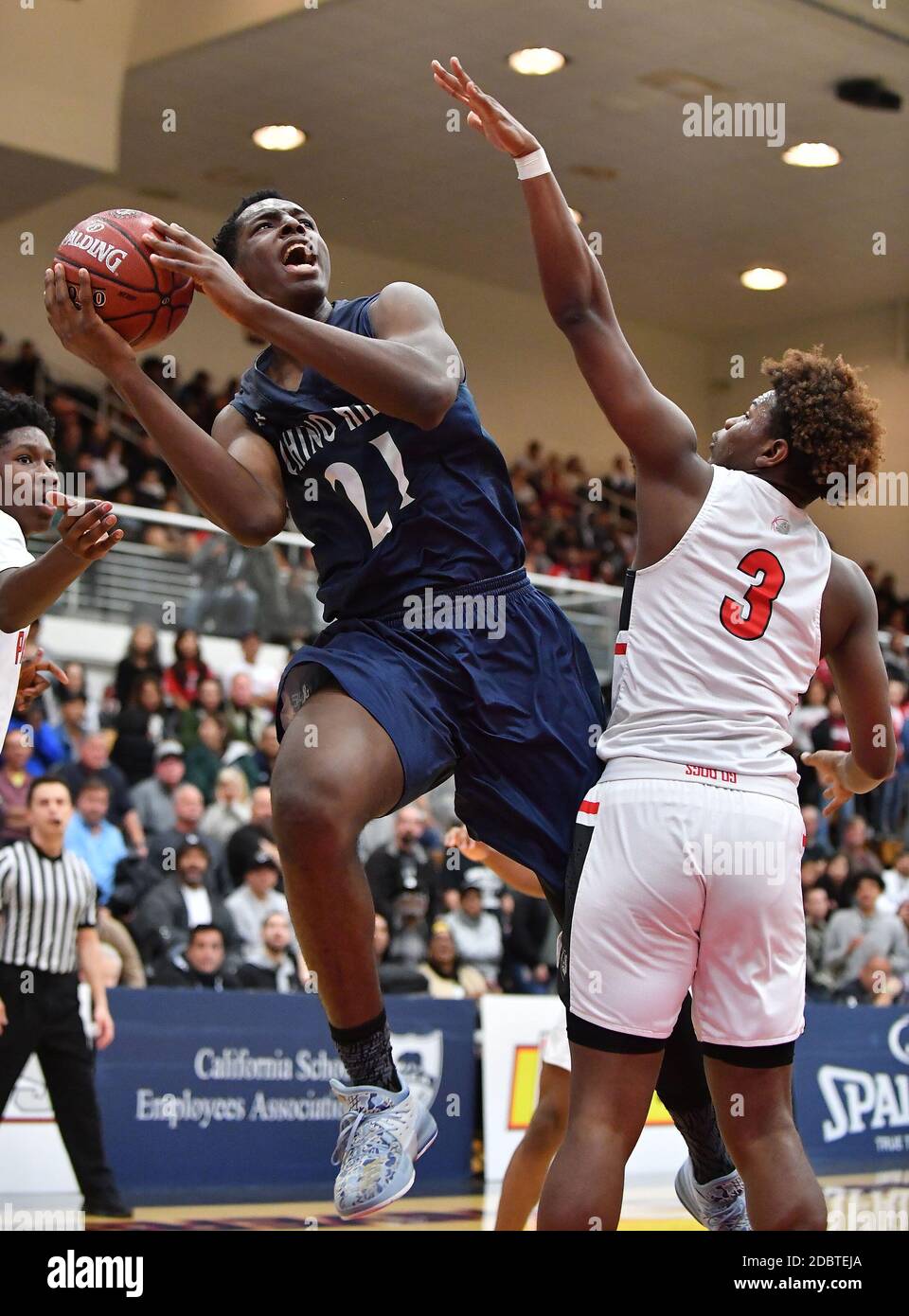 Université Azusa Pacific. 3 mars 2018. CA.Onyeka Okongwu #21.The CIF-SS DIV 1 final Boys Prep Basketball Championship Chino Hills vs Pasadena au Felix Events Center de l'Université Azusa Pacific.photo obligatoire crédit: Louis Lopez/Modern Exposure/Cal Sport Media/Alay Live News Banque D'Images
