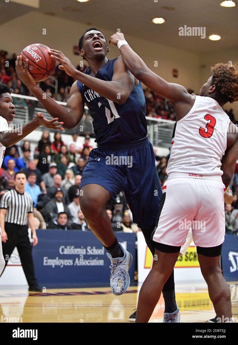 Université Azusa Pacific. 3 mars 2018. CA.Onyeka Okongwu #21.The CIF-SS DIV 1 final Boys Prep Basketball Championship Chino Hills vs Pasadena au Felix Events Center de l'Université Azusa Pacific.photo obligatoire crédit: Louis Lopez/Modern Exposure/Cal Sport Media/Alay Live News Banque D'Images