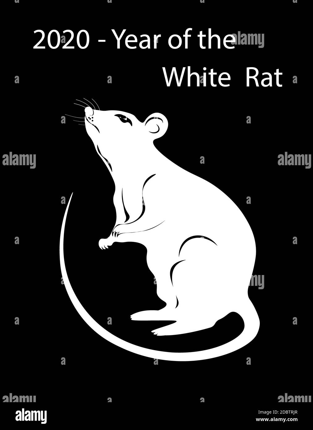 Le rat en métal blanc est le symbole du nouvel an chinois 2020. Illustration vectorielle Banque D'Images