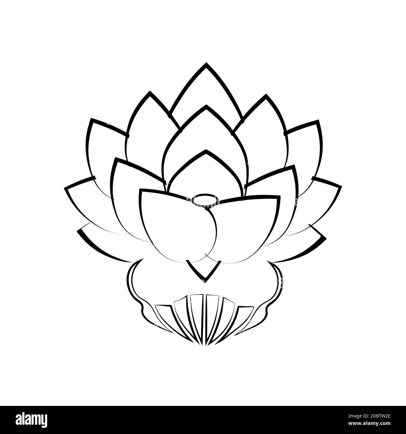 Dessin Bouddha Fleur De Lotus Image stylisée noire d'une fleur de lotus sur fond blanc, tatouage. Le  symbole de l'engagement envers le Bouddha au Japon. Illustration  vectorielle Photo Stock - Alamy