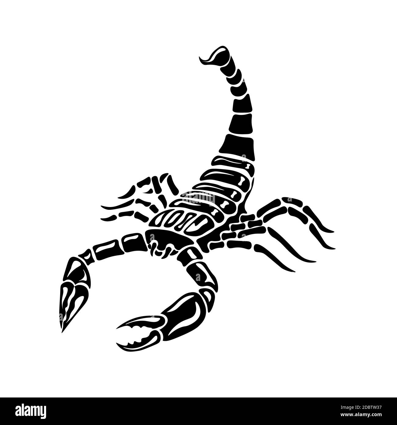 Scorpion noir et blanc pour tatouages, signe zodiaque, illustration vectorielle Banque D'Images