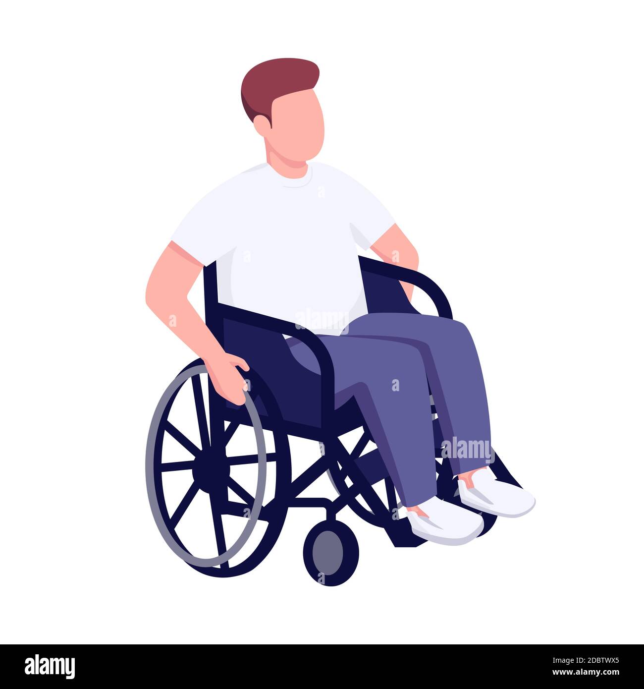 Homme en fauteuil roulant, couleur vectorielle sans visage. Homme ayant un  handicap mode de vie actif. Personne avec des besoins spéciaux illustration  de dessin animé isolée Photo Stock - Alamy