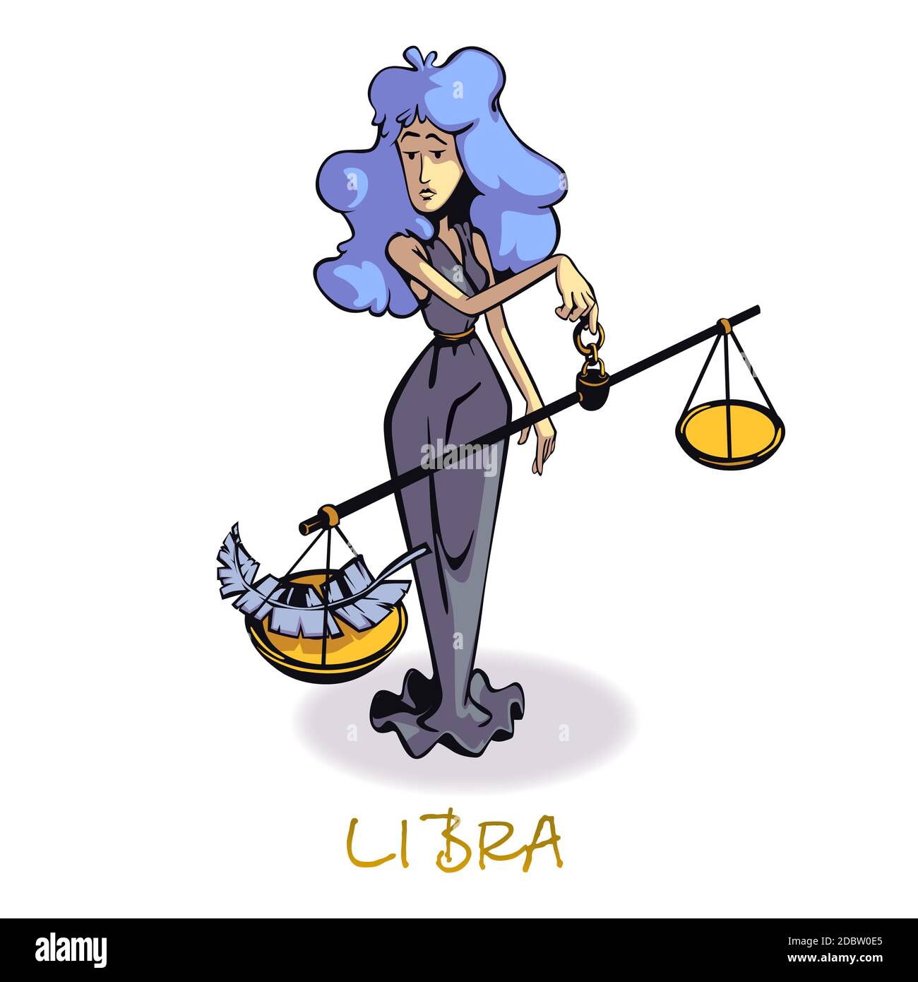 Balance signe zodiaque femme dessin animé plat illustration vectorielle.  Fille avec balance, symbole astrologique de l'air. Modèle de caractères 2d  prêt à l'emploi pour le commerce Photo Stock - Alamy