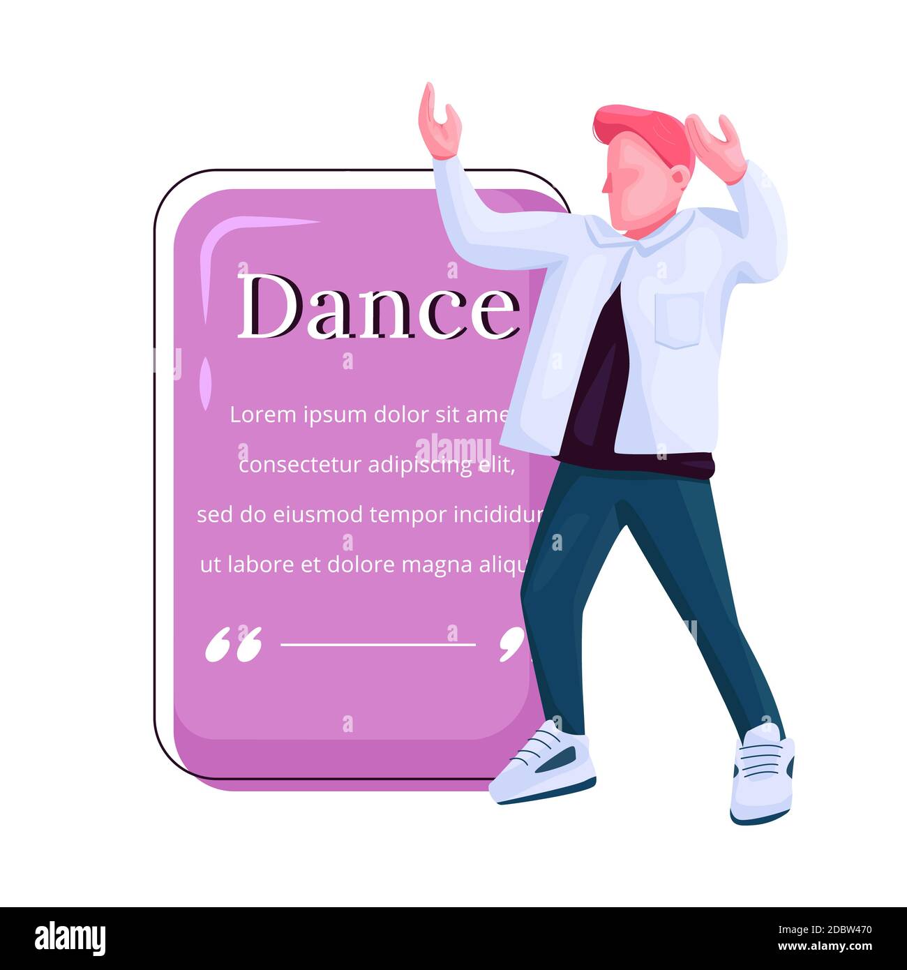 Danseuse Elegante Plate Personnage Vectoriel De Couleur Pour Homme Guy Danse Libre Homme A La Mode Se Deplacant En Club Modele De Cadre Vide De Citation Bulle De La Parole Photo Stock