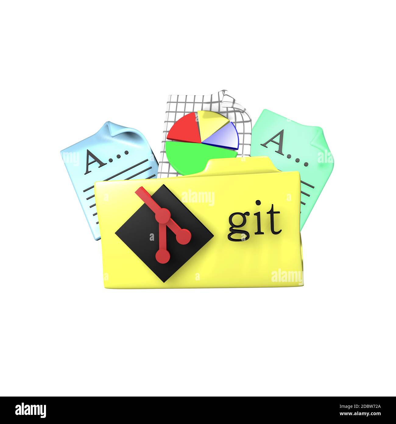 Icône de dossier avec l'outil de contrôle de version Git. Le rendu 3D Photo  Stock - Alamy
