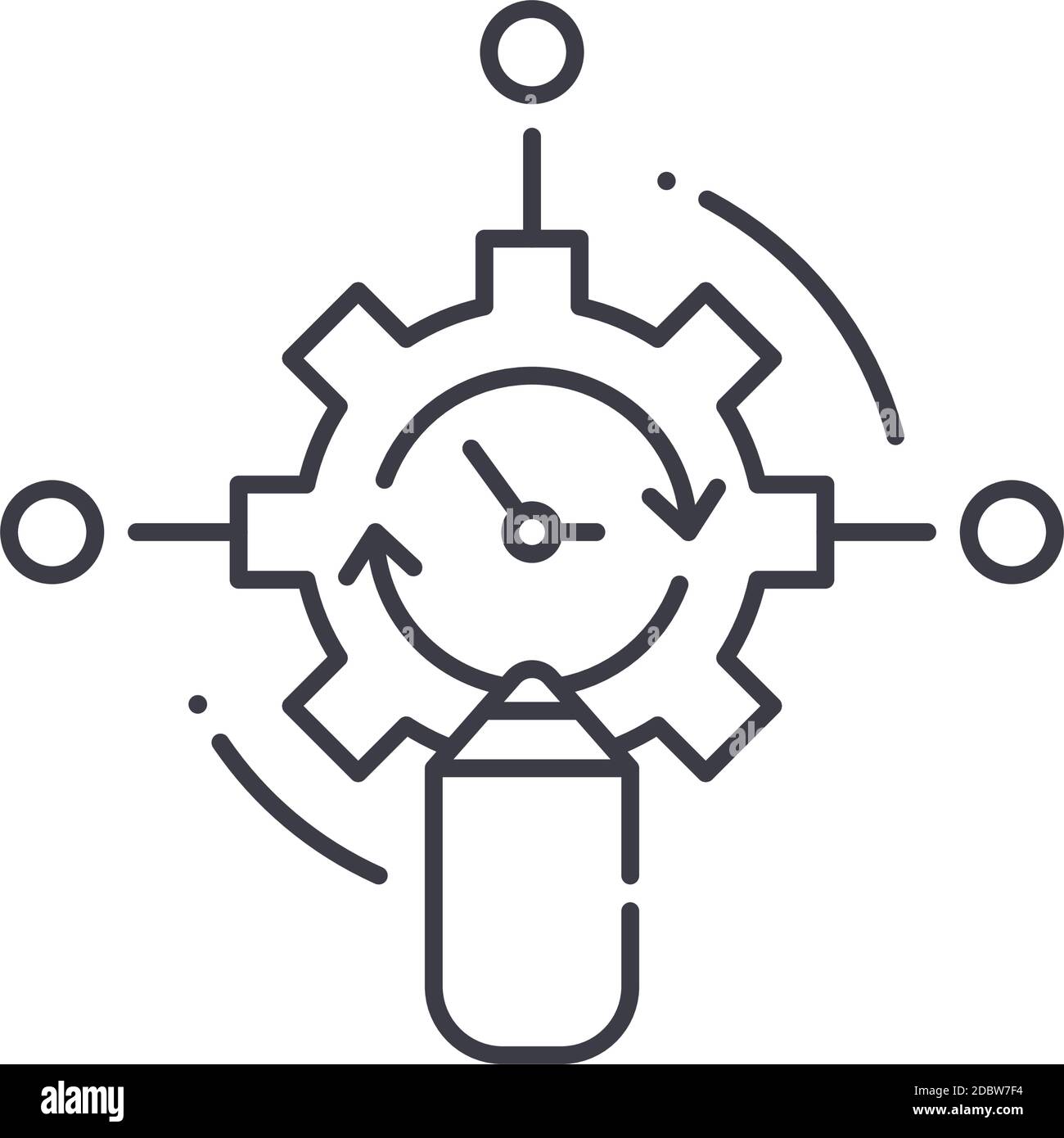 Icône d'image de gestion du temps, illustration isolée linéaire, vecteur de ligne mince, signe de conception Web, symbole de concept de contour avec contour modifiable sur blanc Illustration de Vecteur