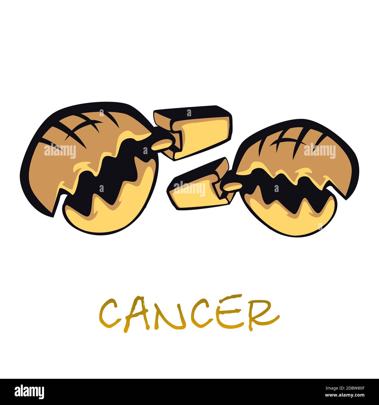 Cancer signe zodiaque accessoire dessin animé plat illustration vectorielle. Le crabe griffe des objets. Caractéristiques astrologiques du symbole de l'eau, ha animal crustacé de mer Banque D'Images