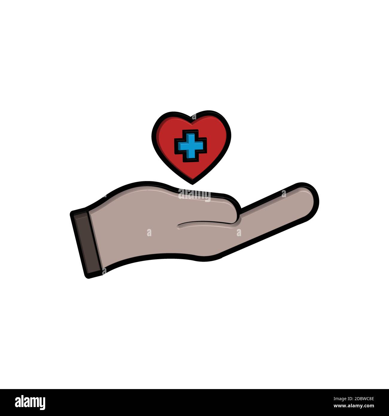 Icône main et coeur 3d avec symbole de santé. Illustration vectorielle de conception Illustration de Vecteur