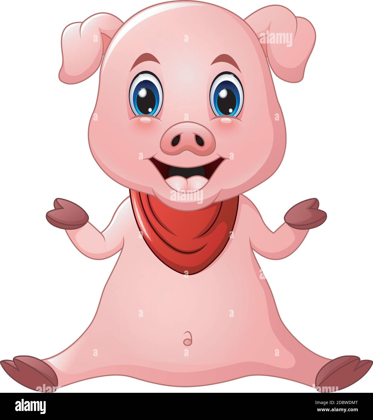 Illustration vectorielle d'un joli dessin animé de porc assis Illustration de Vecteur