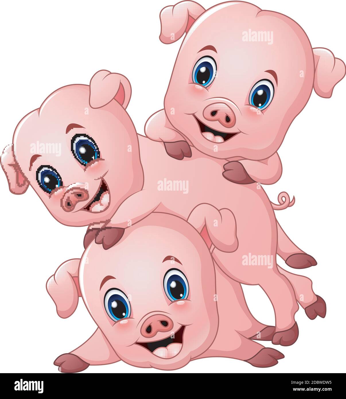 Illustration vectorielle de trois dessins animés de petit cochon Illustration de Vecteur