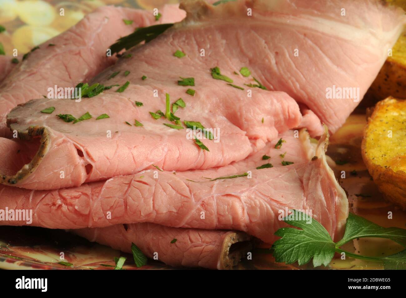 Gros plan sur le rôti de bœuf Banque D'Images
