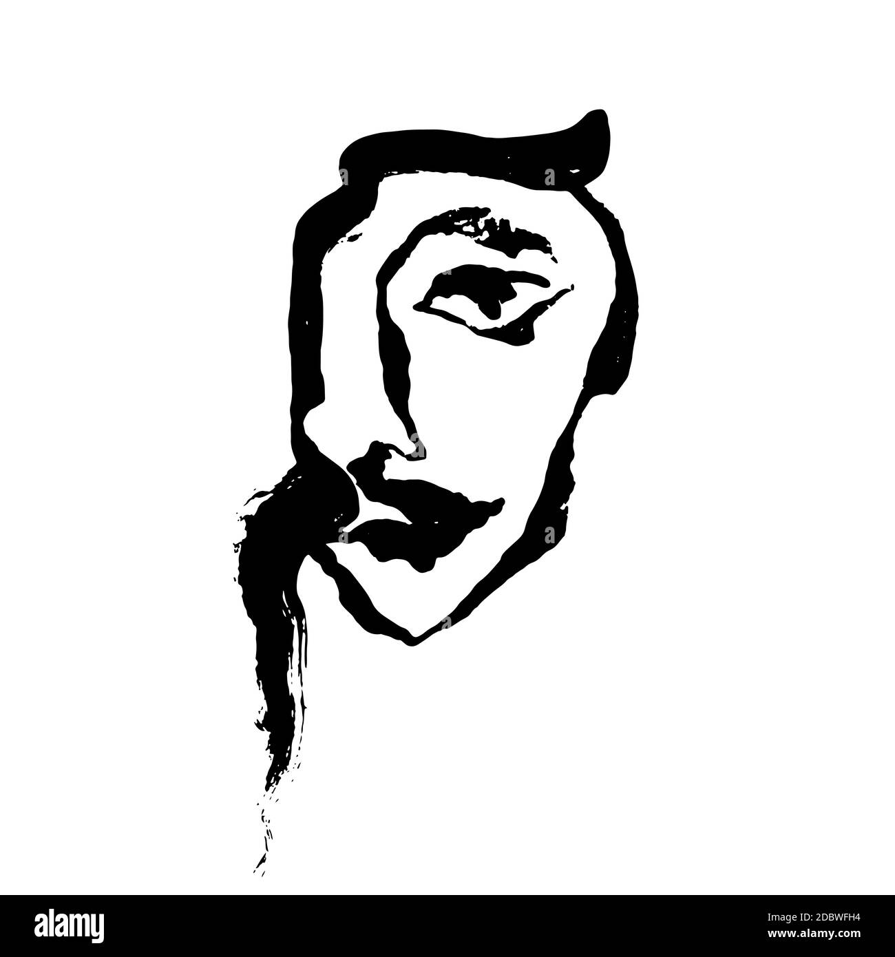 Portrait de fille abstrait peint par pinceau sec rugueux. Illustration vectorielle. Illustration de Vecteur