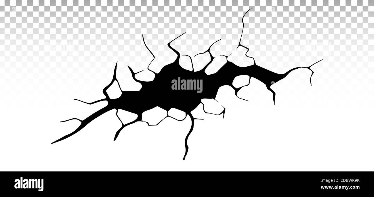 Fissures de masse. Tremblement de terre et fissures de terre, effet de trou, craquelure et texture de mur endommagée. Illustrations vectorielles pour tremblement de terre, accident, destruction Illustration de Vecteur