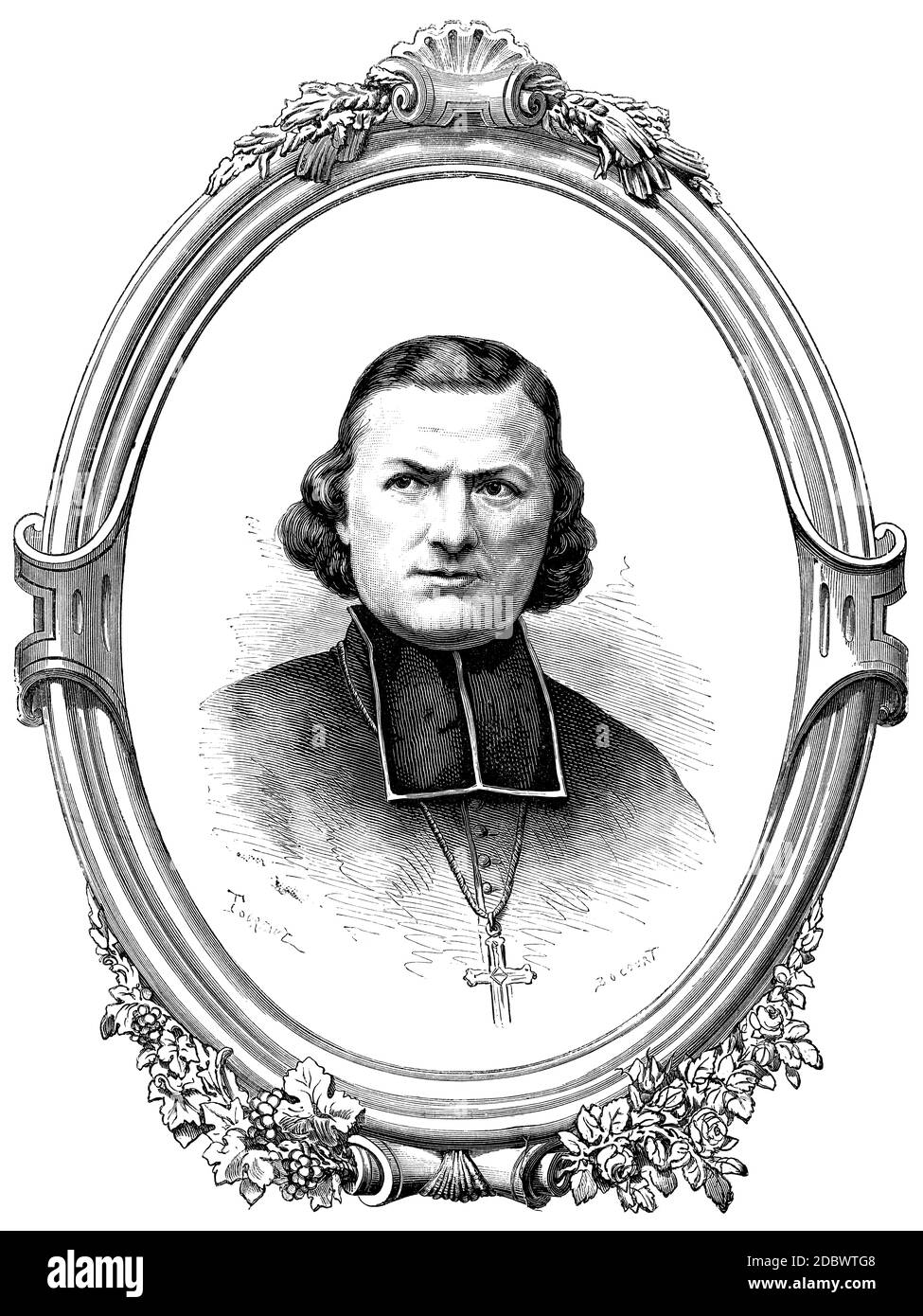 Cadre de portrait ovale victorien, évêque français Banque D'Images