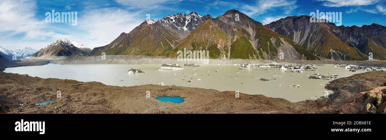 Lac Glacier dans les Alpes du Sud, Nouvelle-Zélande Banque D'Images
