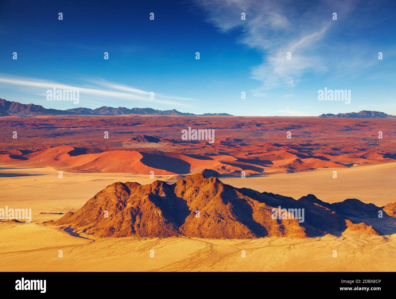Désert du Namib, les dunes de Sossusvlei, vue aérienne Banque D'Images