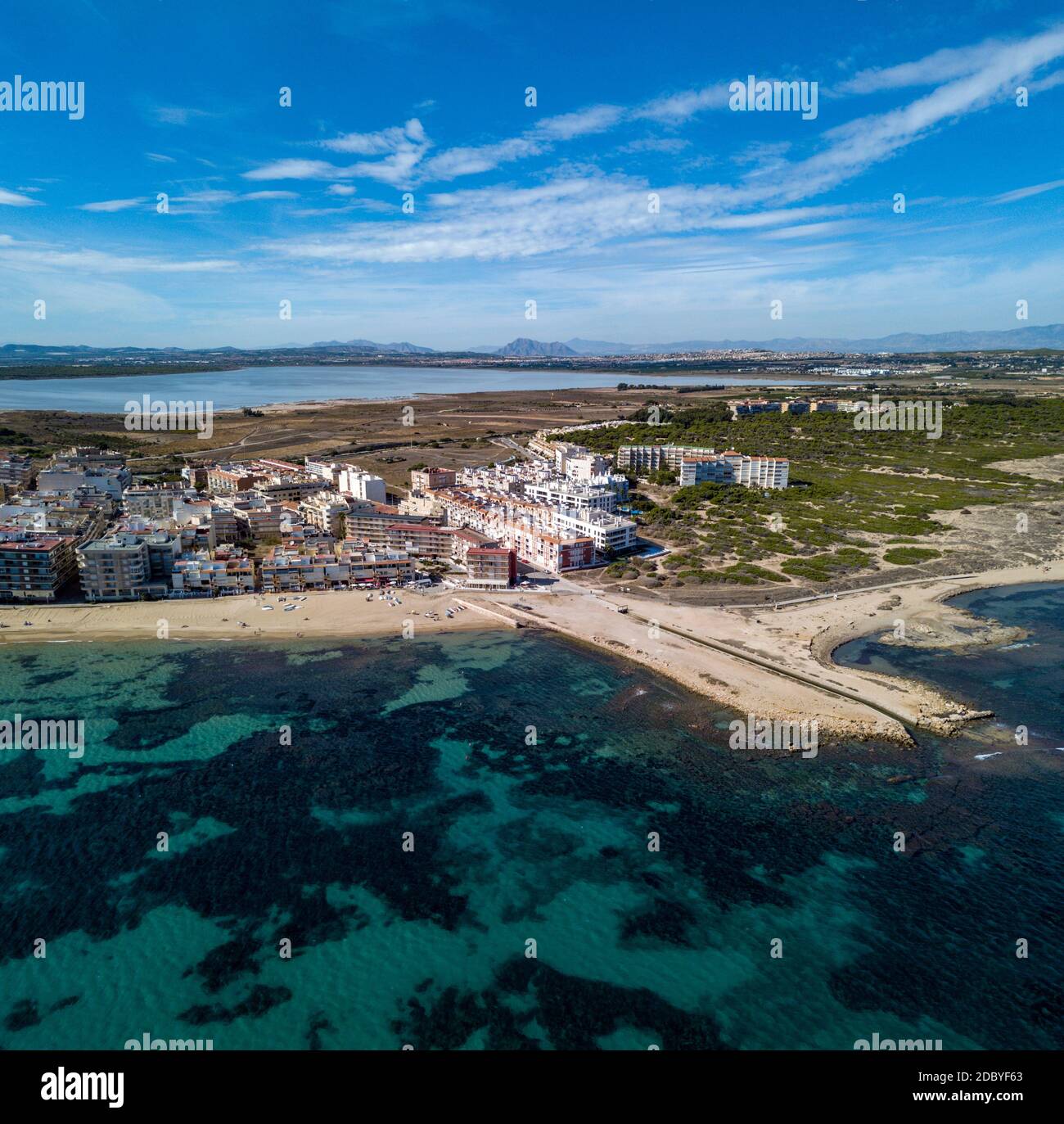 Salins, salinas prises avec Mavic Pro photographie de drone de la Mata, Torrevieja, Costa Blanca, Alicante, Espagne Banque D'Images