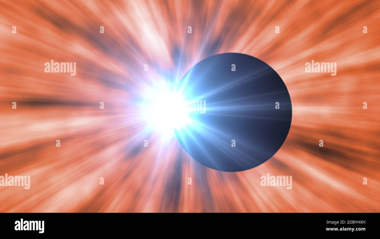 eclipse du rayon de lumière du soleil, illustration du rendu 3d Banque D'Images