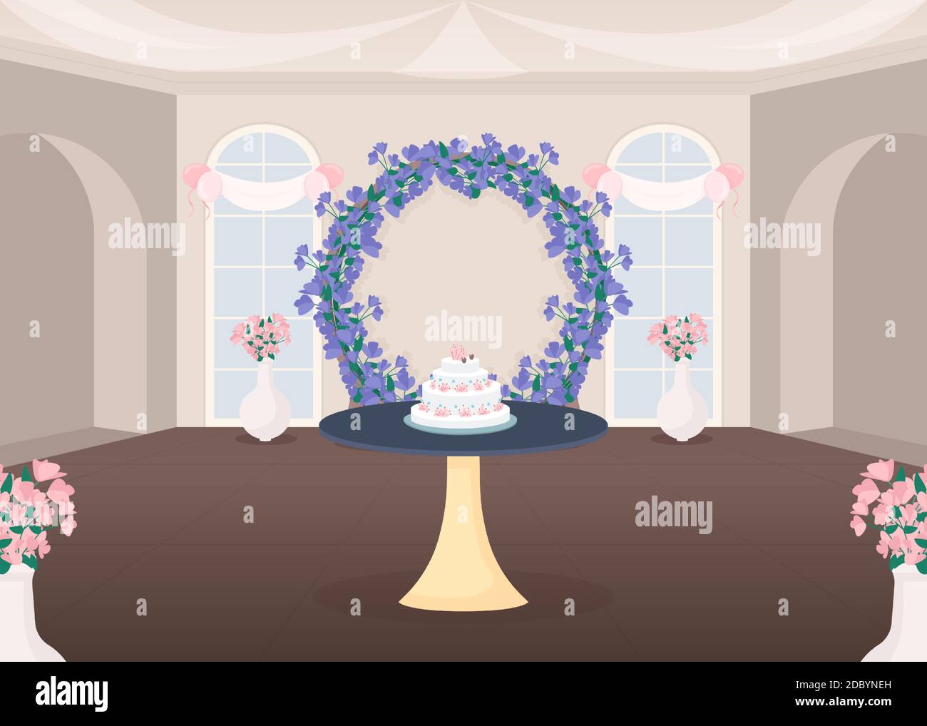 Salle de réception, illustration vectorielle couleur plate Illustration de Vecteur