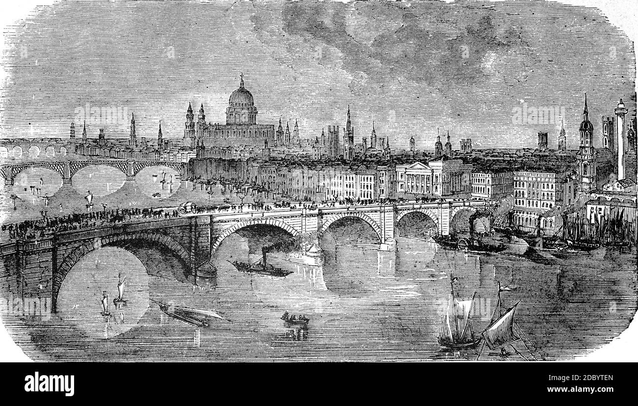 Le nouveau London Bridge Over the Thames, 1885, Angleterre / Die neue London Brücke über die Themse, 1885, Angleterre, Historisch, historique, numérique reproduction améliorée d'un original du 19ème siècle / digitale Reproduktion einer Originalvorlage aus dem 19. Jahrhundert Banque D'Images