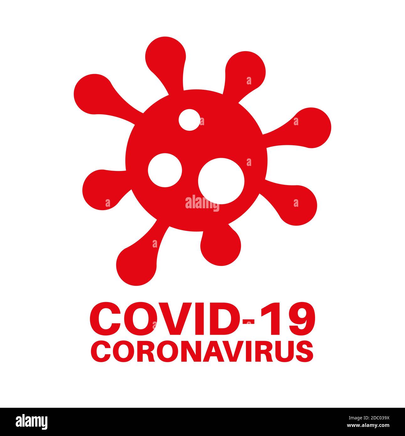 Logo Covid-19 coronavirus signe d'information sur fond blanc. Illustration de Vecteur