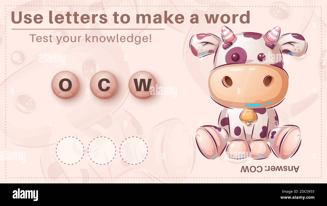 Mignon vache - jeu pour les enfants, faire un mot à partir de lettres Image  Vectorielle Stock - Alamy