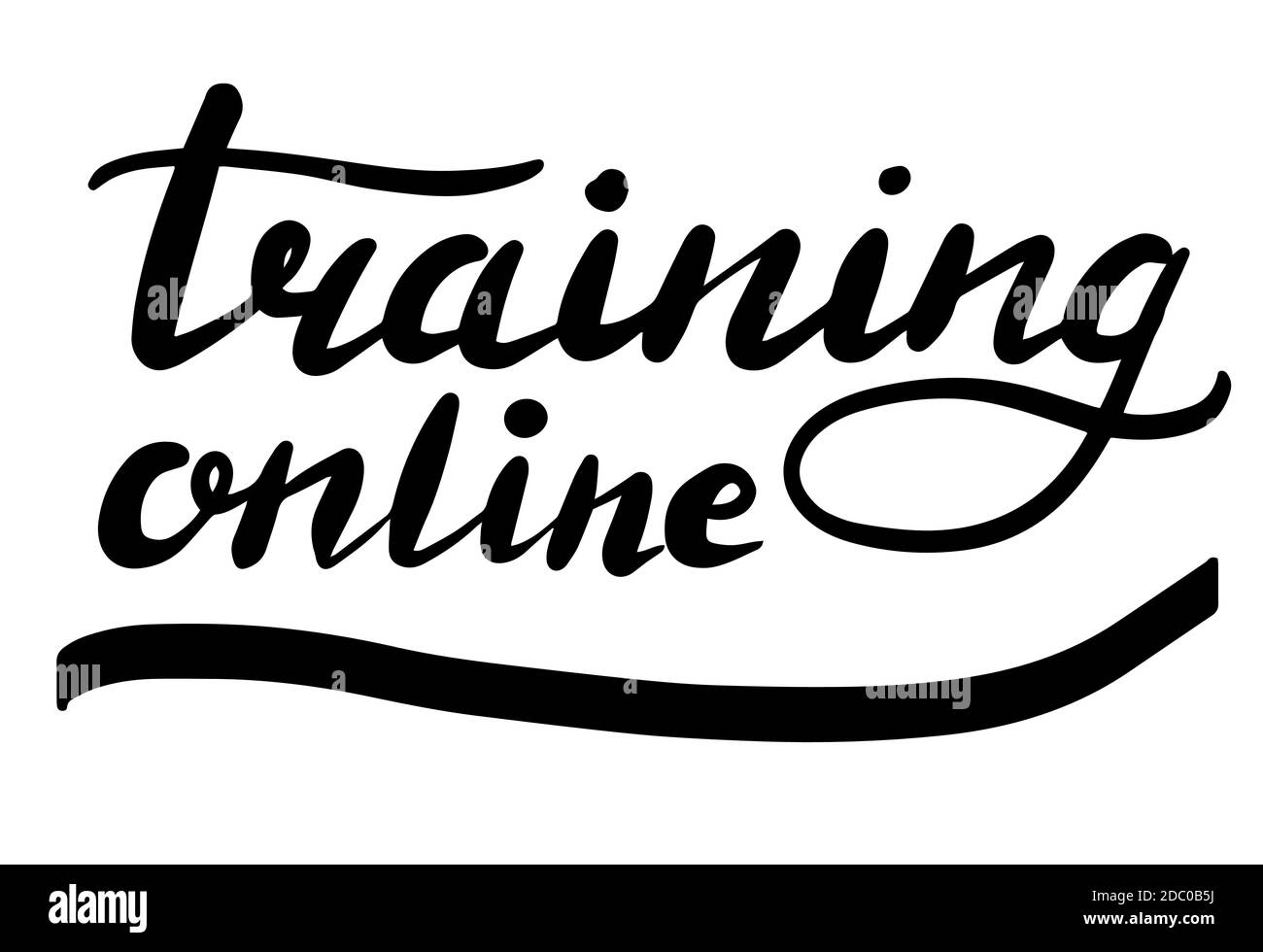 Entraînement en ligne, lettrage main calligraphie illustration. Vector eps brosse tendance isolée sur fond blanc. Illustration de Vecteur