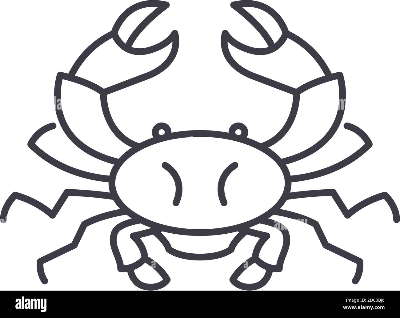Icône de crabe, illustration isolée linéaire, vecteur de ligne mince, signe de conception de Web, symbole de concept de contour avec contour modifiable sur fond blanc. Illustration de Vecteur