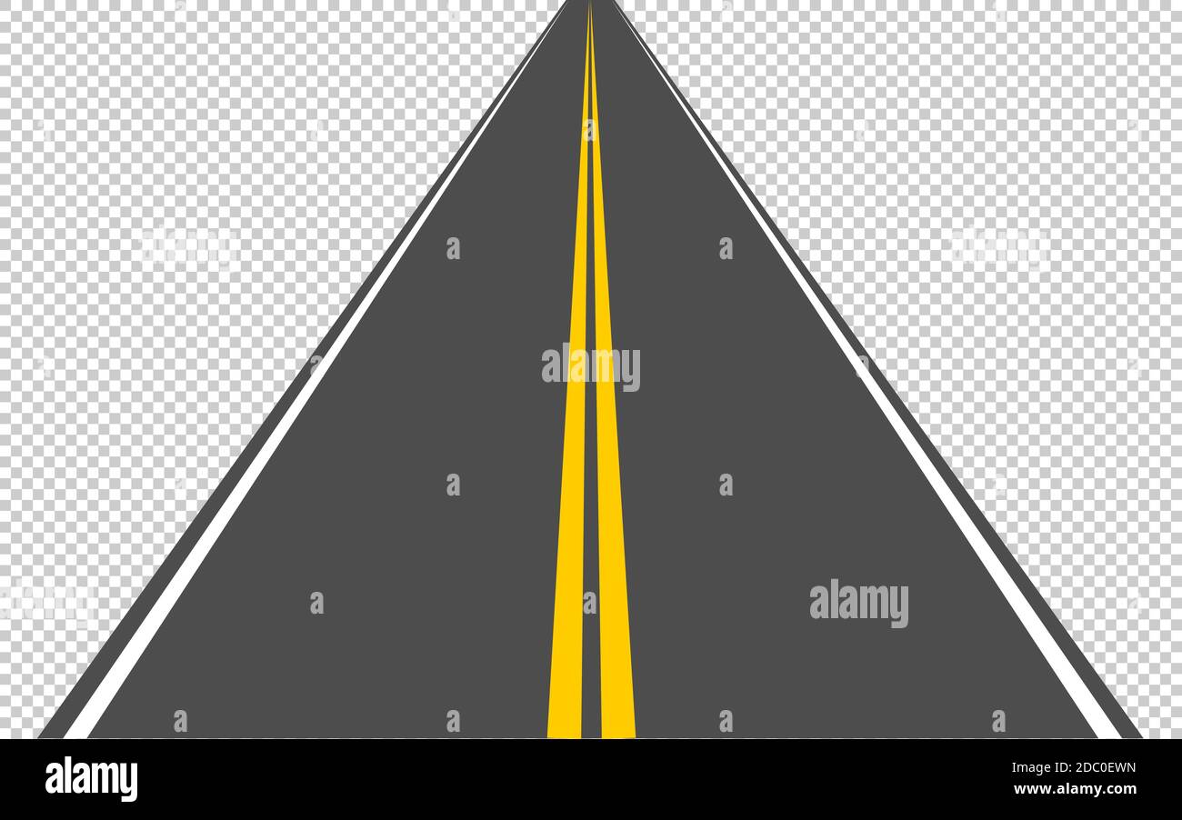 Une route asphaltée menant à la distance avec une bande de séparation sur un fond transparent. SPE 10 Illustration de Vecteur