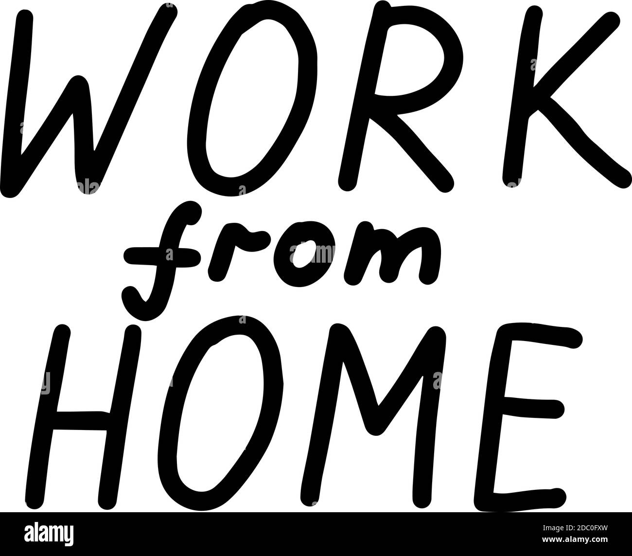 Travail à la maison, lettres calligraphie illustration. Bureau à domicile, travail en ligne. Vector eps manuscrit pinceau à la mode noir isolé sur blanc Illustration de Vecteur