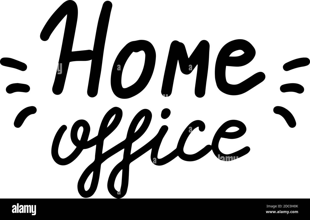 Travail à la maison, lettres calligraphie illustration. Bureau à domicile, travail en ligne. Vector eps manuscrit pinceau à la mode noir isolé sur blanc Illustration de Vecteur