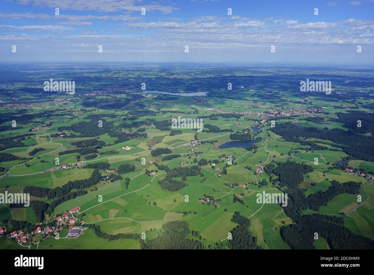 Vue aérienne du paysage près d'Unterammergau au lac Starnberg Banque D'Images