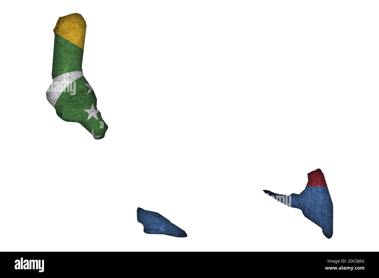 Carte et drapeau des Comores sur le béton abîmé Banque D'Images