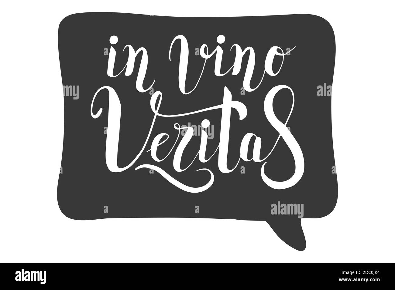 Dans vino veritas, concept de vin. Illustration de la calligraphie lettrage. Vignette noire à la brosse manuscrite avec texte isolé sur fond blanc Illustration de Vecteur