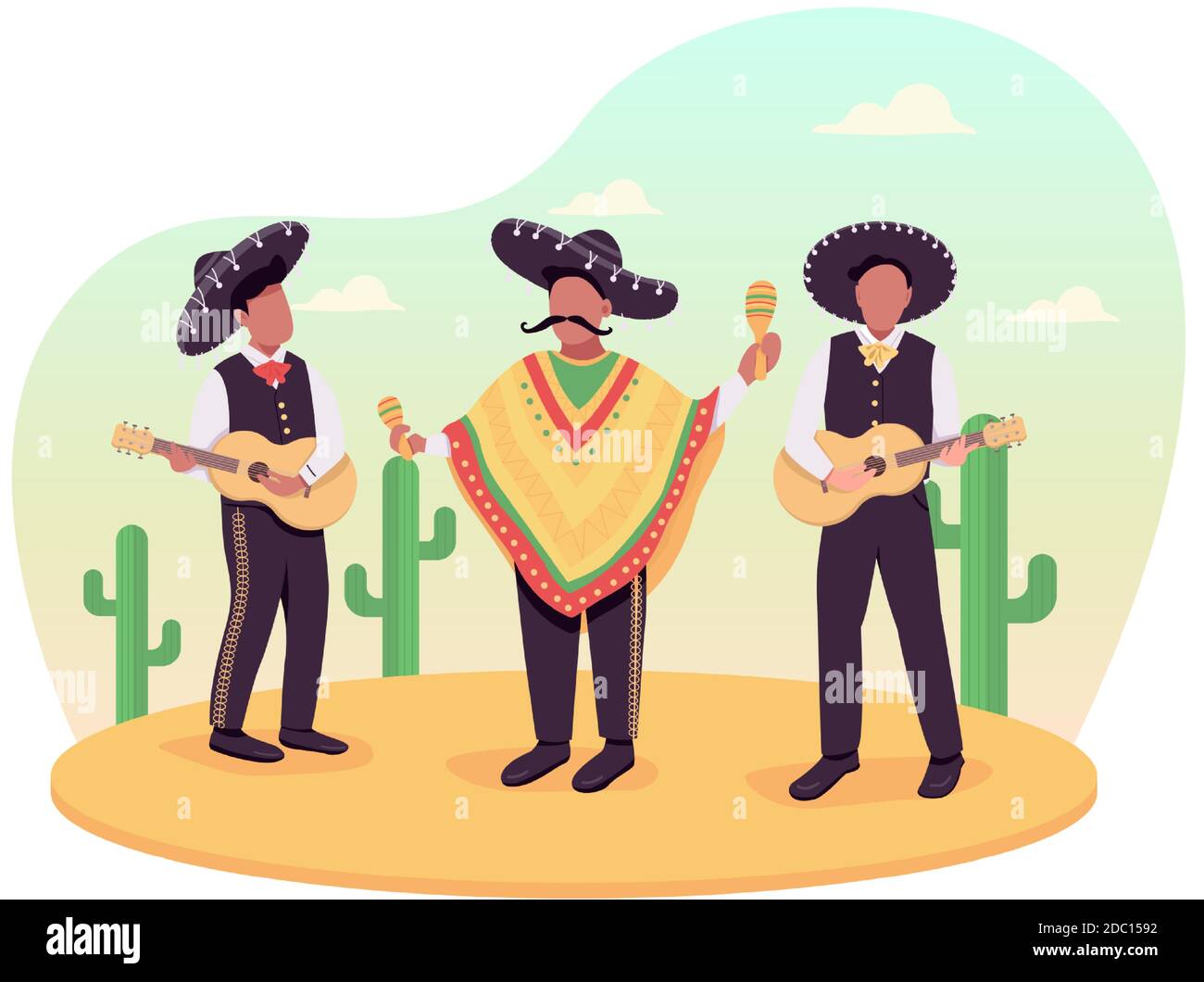 Musiciens mexicains bannière web vecteur 2D, affiche Illustration de Vecteur