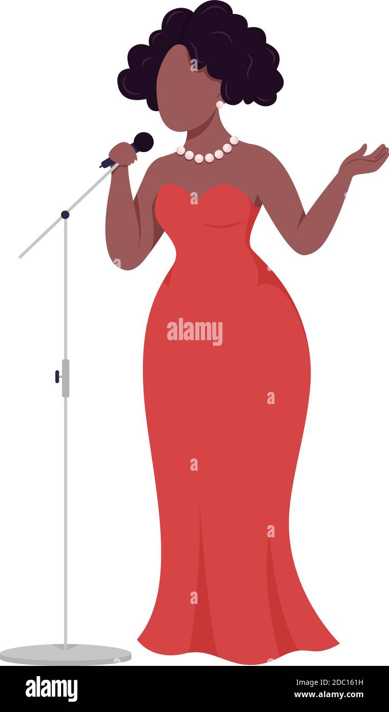 Femme africaine chanteuse couleur plate vecteur sans visage caractère Illustration de Vecteur